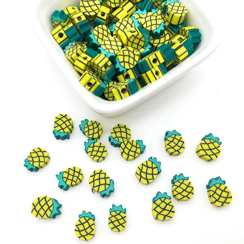 Diy Soft Pottery Bead Separation Mixed Color Fruit Cartoon English Letters Perforated Loose Beads, Sliced Bracelet Material