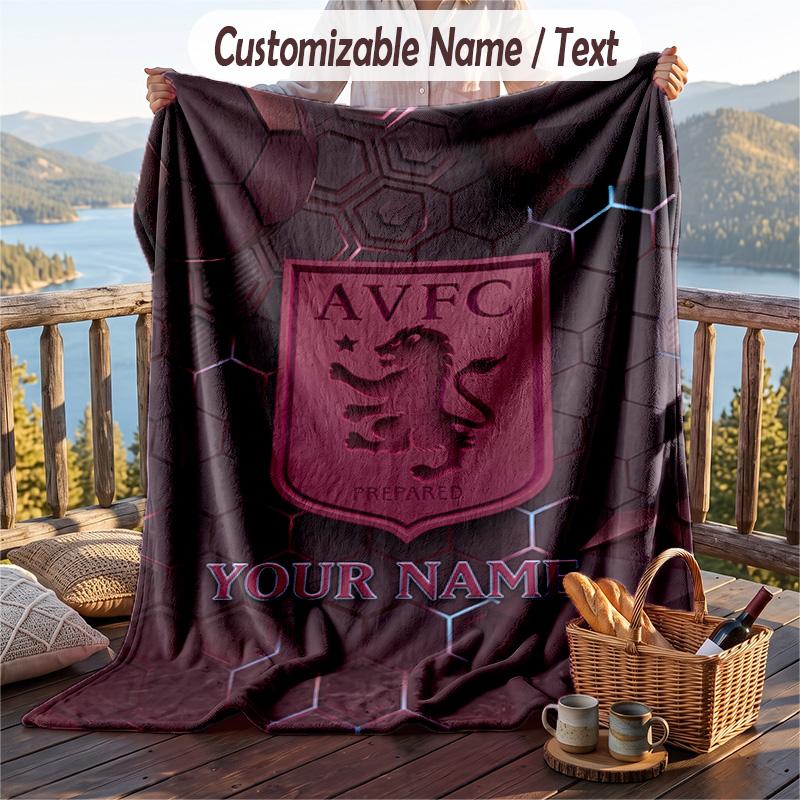 Flaneldecke Aston Villa Aufdruck Benutzerdefinierter Name Text Weiche Decke für Sofa Bett