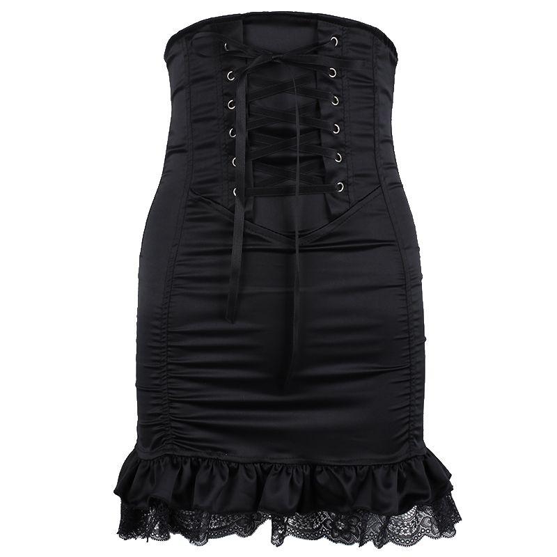 

Сексуальная кружевная кружевная лента с плиссированной талией, облегающая юбка Black L