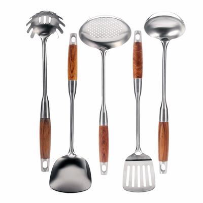 Cooking Utensils, 304 Stainless Steel Kitchen Utensil Set, Rosewood Handle Anti-scald, Best Kitchen Tools  by Leeseph