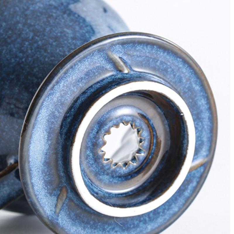 Heat Resistant Ceramic Drip Coffee Filter Handcrafted Blue Glazed Sophisticated Designs For Home Brewing