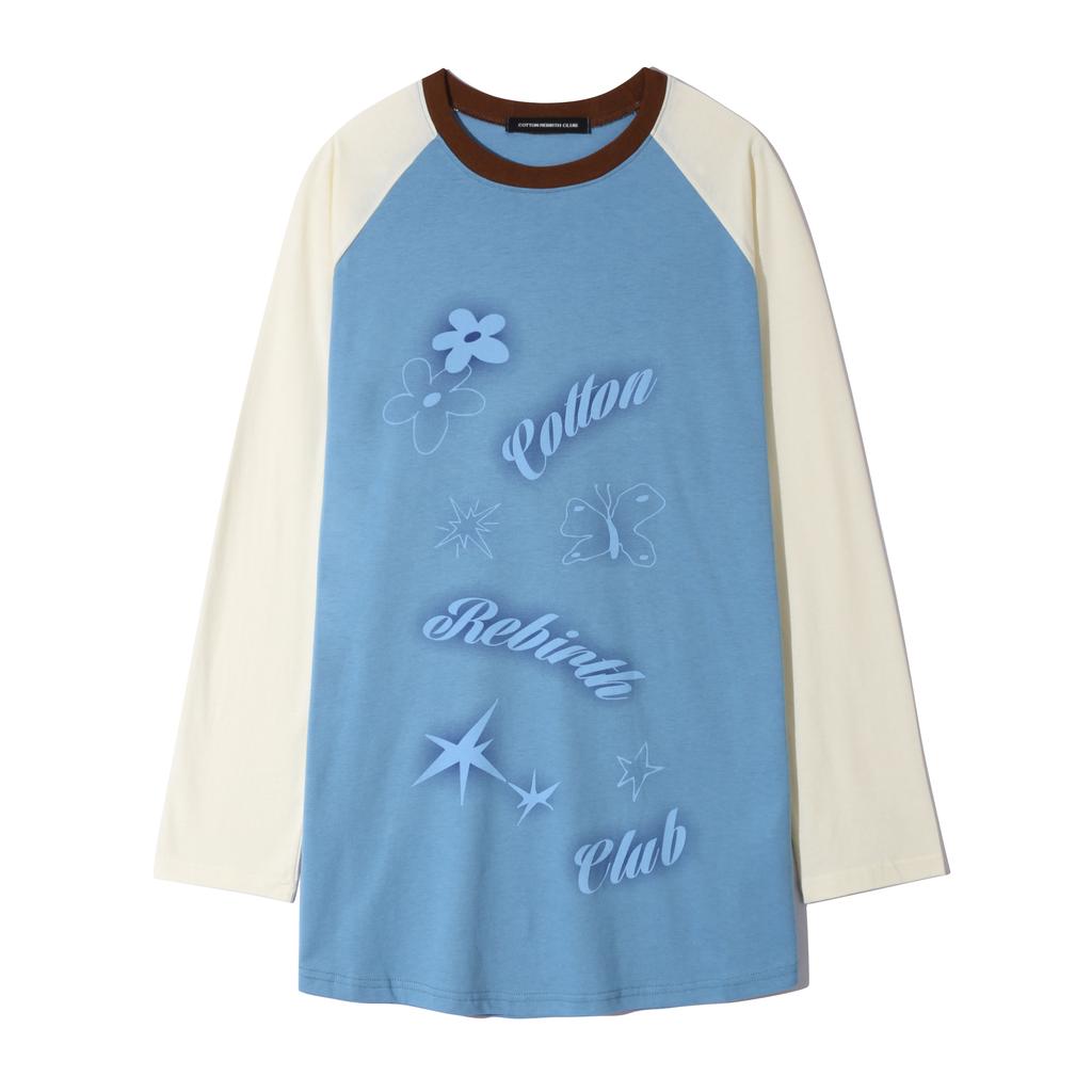 COTTONREBIRTHCLUB Contrast Raglan T-Shirt (Blue)