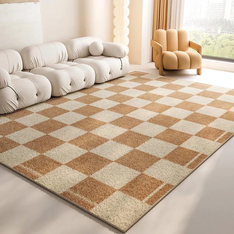 Minimalist Plaid Living Decoration Carpets Checkerboard Bedroom Bedside Rug Soft Plush Comfortable Home Large Area Carpet Tapete