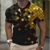 Short-sleeved Geometric Pattern Polo Shirt for Men, Summer Top