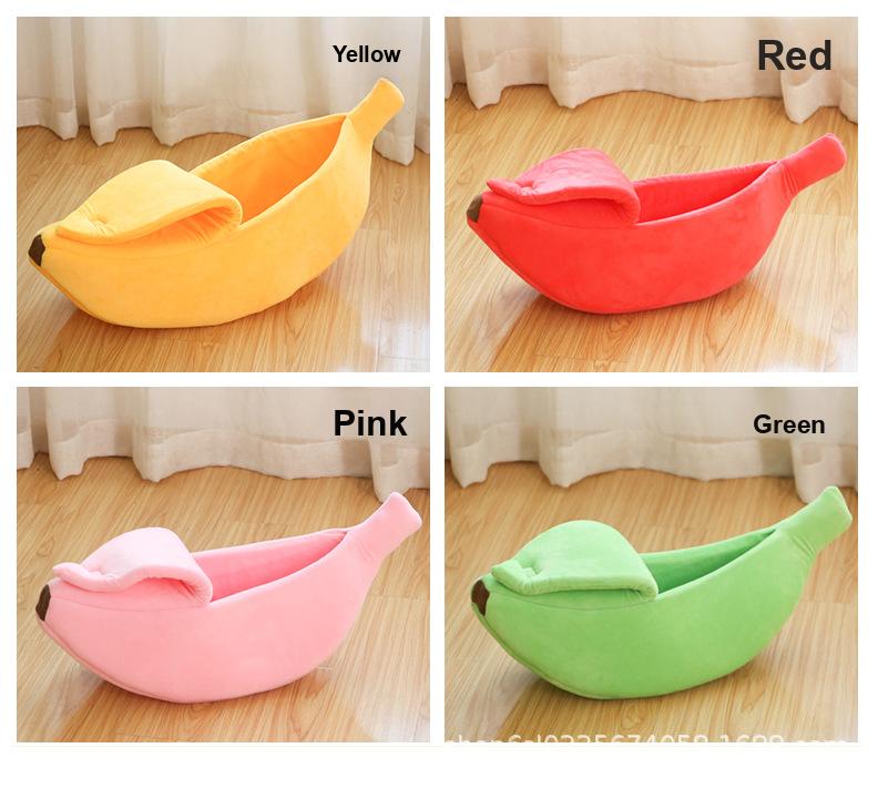 Winter Pet Banana Shape Warm Cat Bed Dog House Semi-Enclosed Pet House Hamster Bed Sleeping Mat