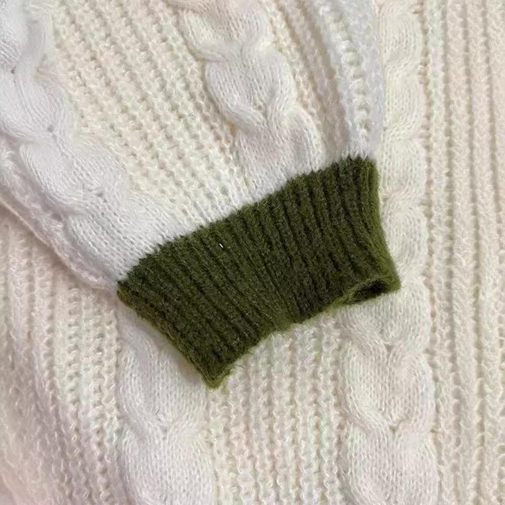 Женский свитер с вышитыми листьями и рукавами-фонариками — фото 4