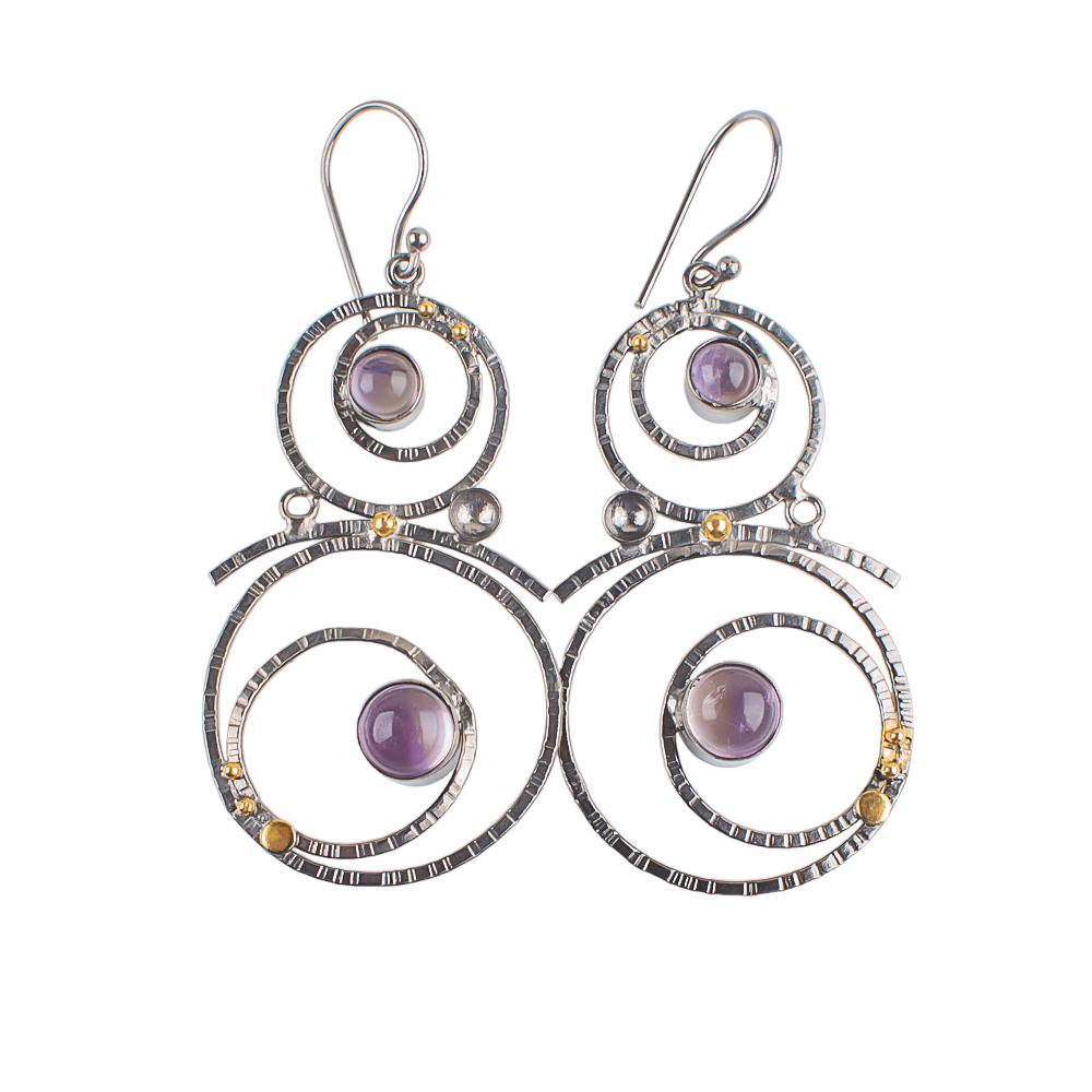925 Sterling Silver Natural Ametrine Gemstone Handcrafted Jewelry Earrings 2.86" EE-76-1