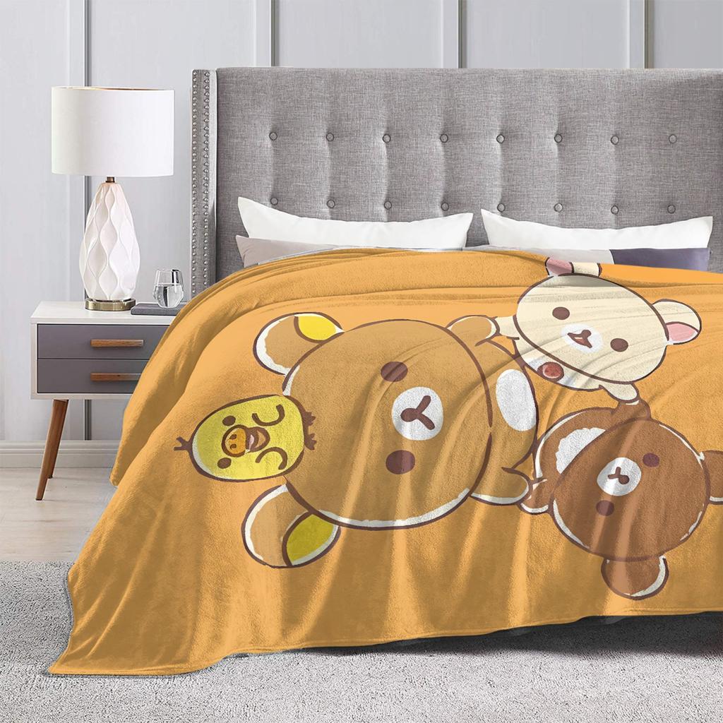 Rilakkumas and Friends Plush Blanket Kids Adult Flannel Bedding Throws For Home Decor Warm Soft Custom Quality Bedspread Gift