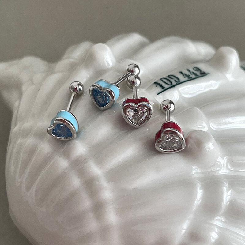 2PCS Acrylic Flower Stud Earring Fashion Women Shiny Colorful Screw Stud Earrings Stainless Steel Cartilage Helix Ear Piercing Jewelry Accessories