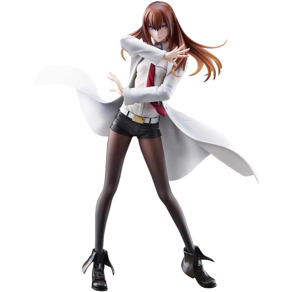 Steins;  Gate Anime Makise Kurisu Figure Kurisu Standing Pose Action Figure White Clothes Model Desktop Orphans Collection Gifts 21cm