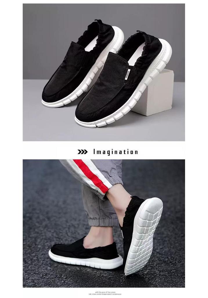 Tênis Masculino de Lona Slip-On Respirável - Tênis Casuais Confortáveis de Malha de Seda de Gelo para Primavera e Outono