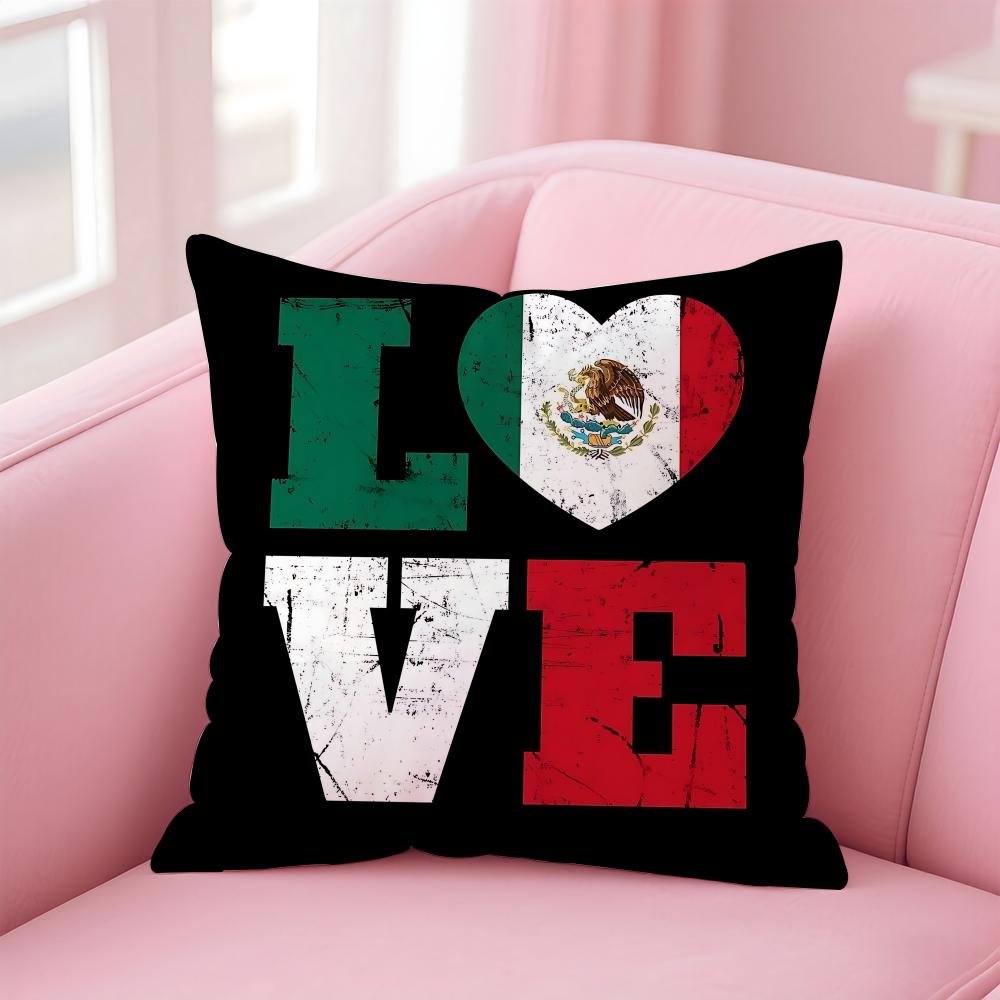 Mexico Mex Flag Cushion Cover Eco-Friendly Odorless Healthy Pillowcase Soft & Comfortable Kid-Safe No Filling