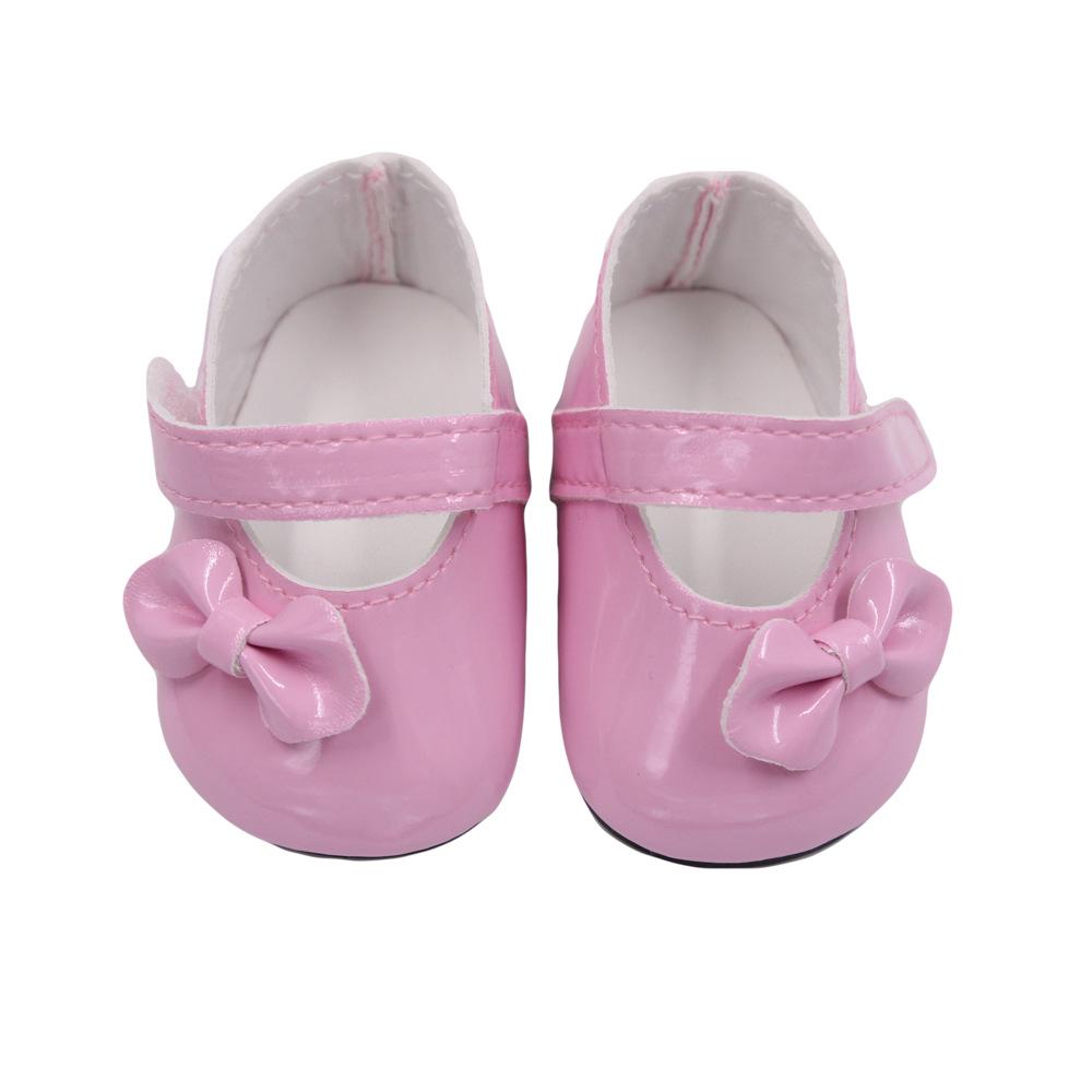 1 paio di scarpe per bambole in PU con fiocco per bambole americane da 18 pollici, accessori per bambole da 18 pollici, giocattoli