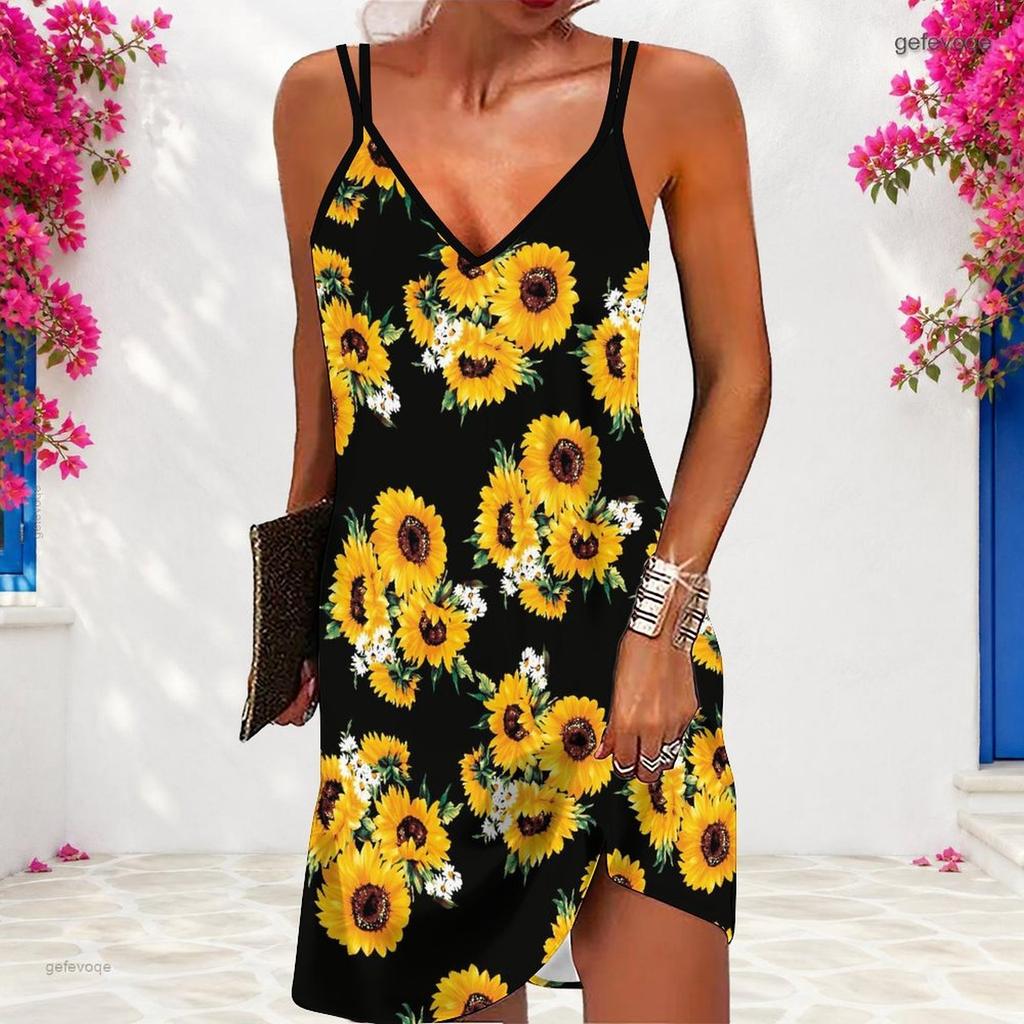 Women Plus Size V Neck Double Straps Sleeveless Printed Iridescent Blue Mini Dress