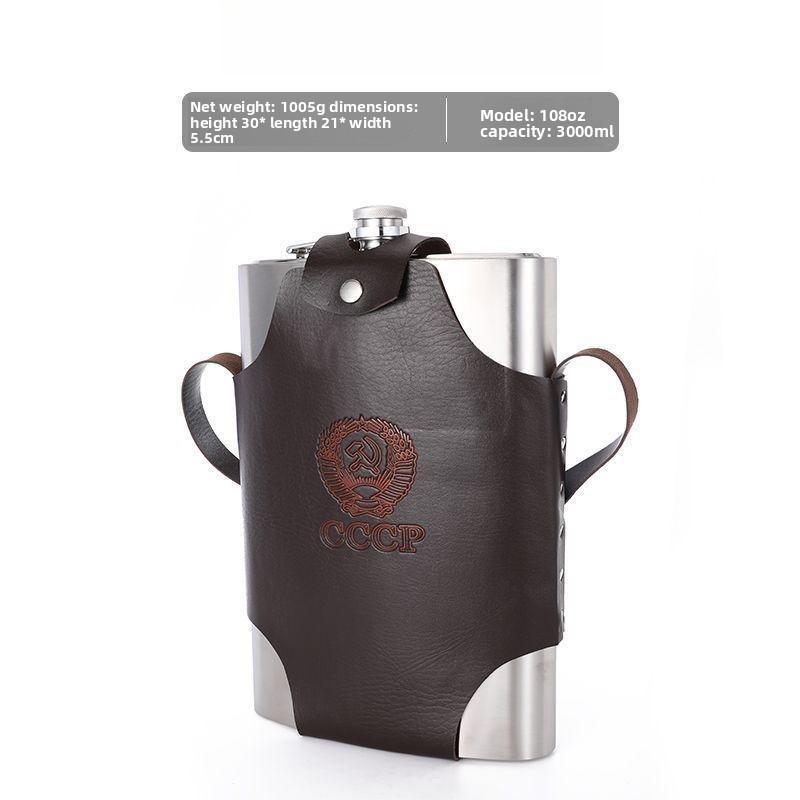 304 Edelstahl flacher Weinkrug, tragbare Outdoor Metall Weinflasche Weinglas Weinset