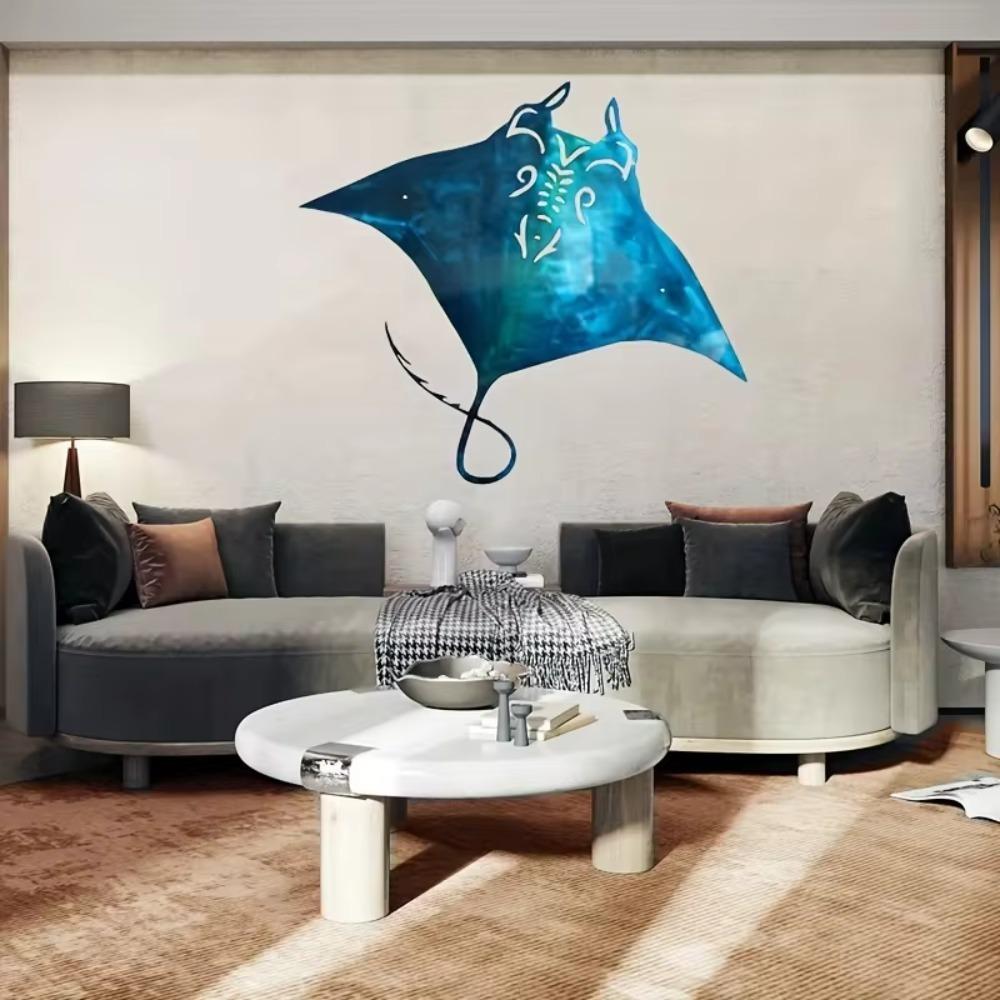 Decorazione Murale a Forma di Razza Manta in Metallo Appendi Decorazioni Casa al Mare Nautico Regalo per Bambino