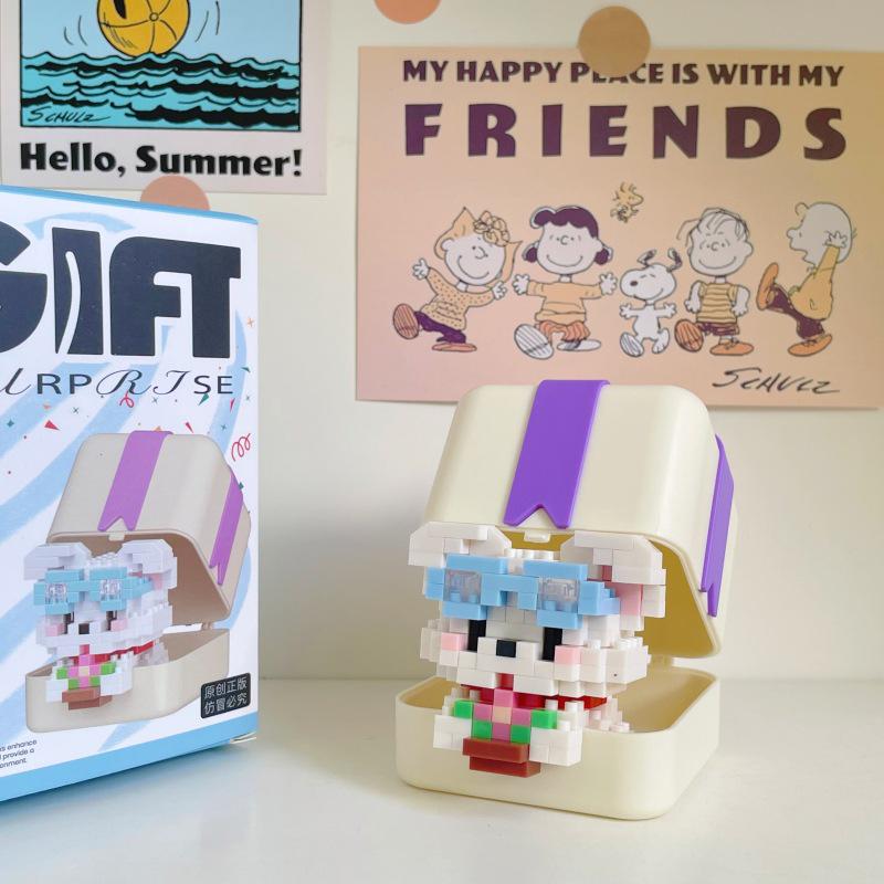 LEGO Compatible Red Panda & Rabbit Plush Ornament Building Set - Cute Pet Gift & Educational Toy for Kids