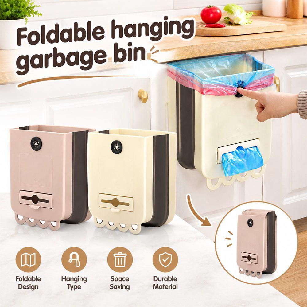 Foldable Hanging Trash Can Wide Opening Kitchen Compost Bin Wall Mounted Garbage Can Cabinet Door