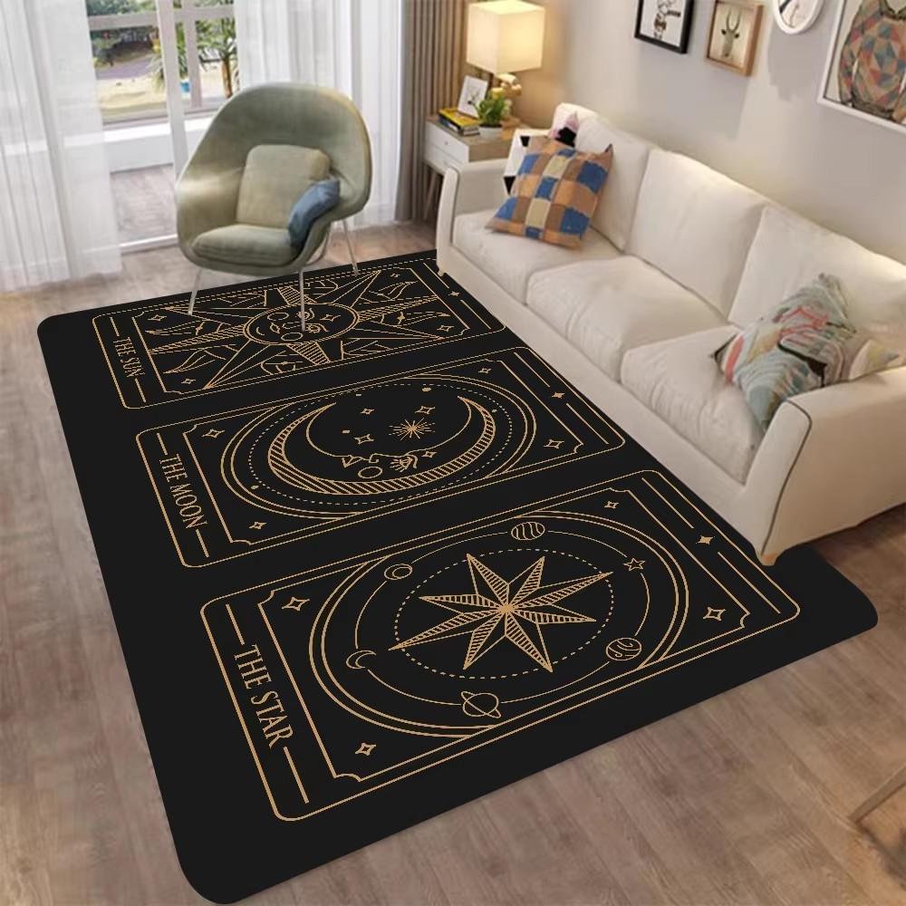 Sun and Moon Art Print Flower Rug Outdoor Rug for Patio Garden Yard, Indoor Area Rug for Bedroom Living Room Anti-Slip Floor Mat