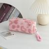 Kawaii Berber Fleece Pencil Case Lifting Rope Love Heart Pattern Pencil Pouch Large Capacity Pen Bag Student