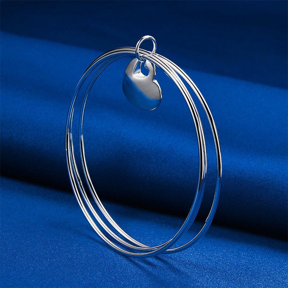 Charm 925 sterling silver shiny heart-shaped bracelet for women's fashion parties, wedding jewelry accessories