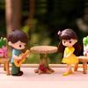 2pcs Mini Boy Girl Guitar Sweet Lovers Couple Figurines Craft Fairy Dolls Valentine's Day Wedding Accessories Home Miniatures