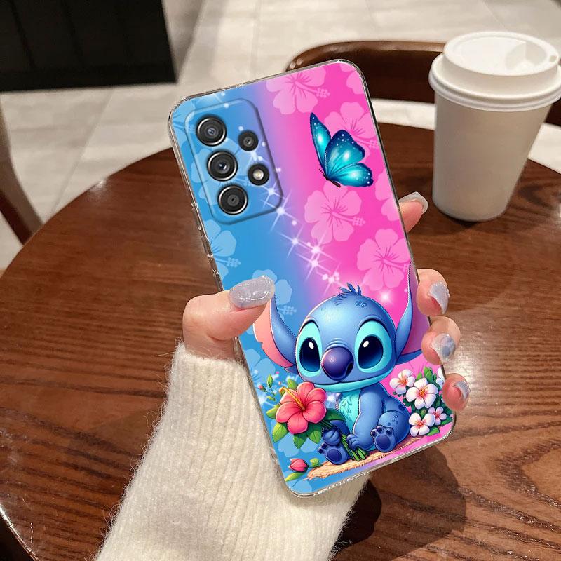 Stitch Clear Case für Samsung Galaxy A57 A37 A56 5G A36 Cases A55 A54 A35 A26 A07 A17 A16 A06 A34 A15 Stoßfeste Hülle Schmetterling