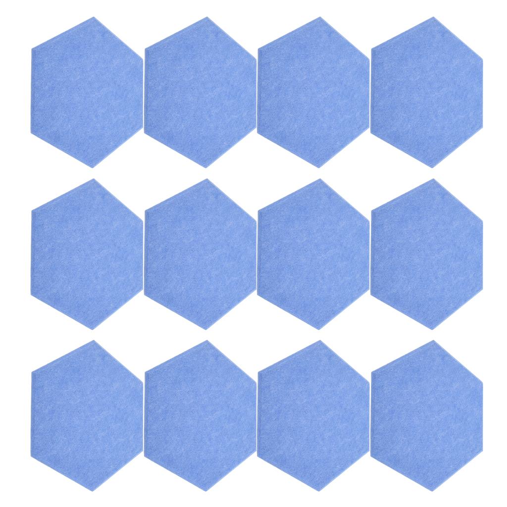 12 Stück Schallabsorptionsplatte Hexagonal Kleber Akustikpaneele Keile Wand Schallschutzkabine Blau