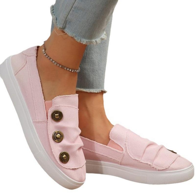 Summer Wish New Large Size Denim Couple Button Loafer Women's Single Shoes