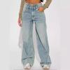 Højtaljede Løse Casual Denim Jeans til Kvinder Daglige Street Bukser