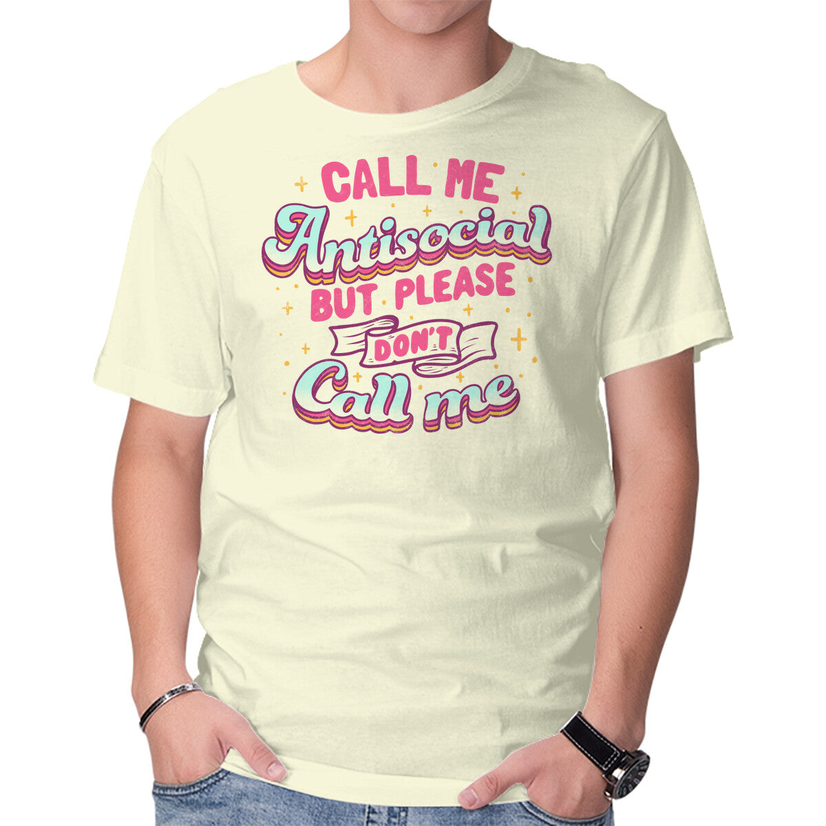 Unisex Crew Neck T-Shirt Call Me Antisocial Graphic Short Sleeve Casual Tee XXXL