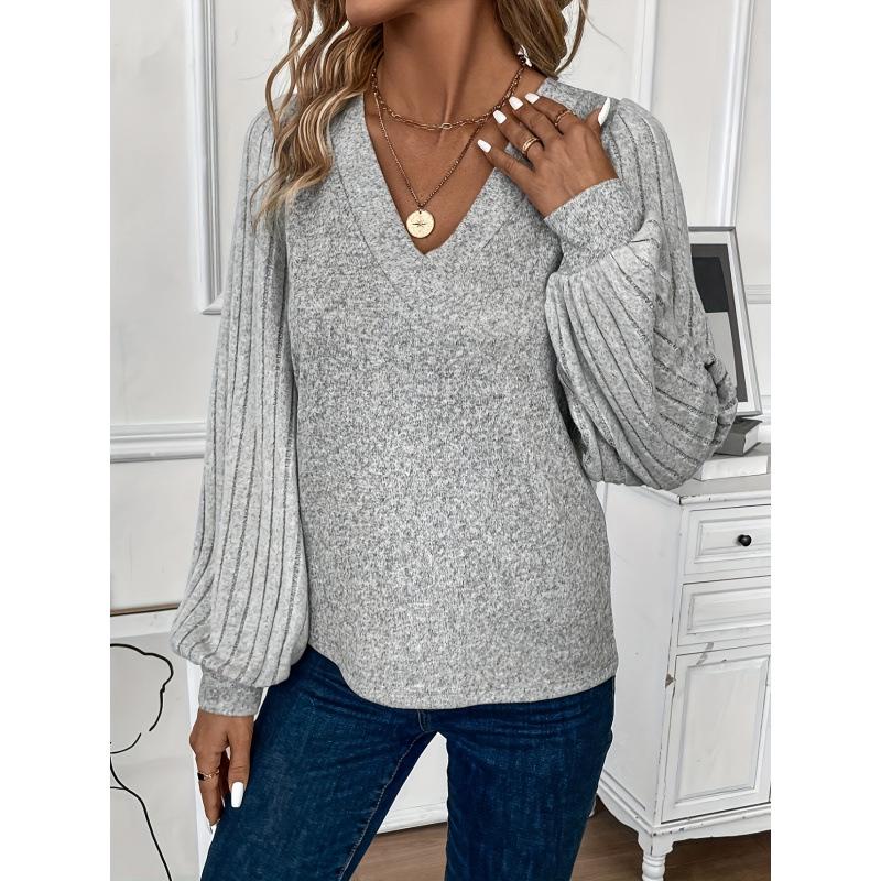 2025 Spring Women's Solid Color Patchwork Collar Pullover