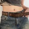 Vintage Printed Ethnic Style Belt Y2k Pants Decorative Fashion PU Leather Belt  Daily