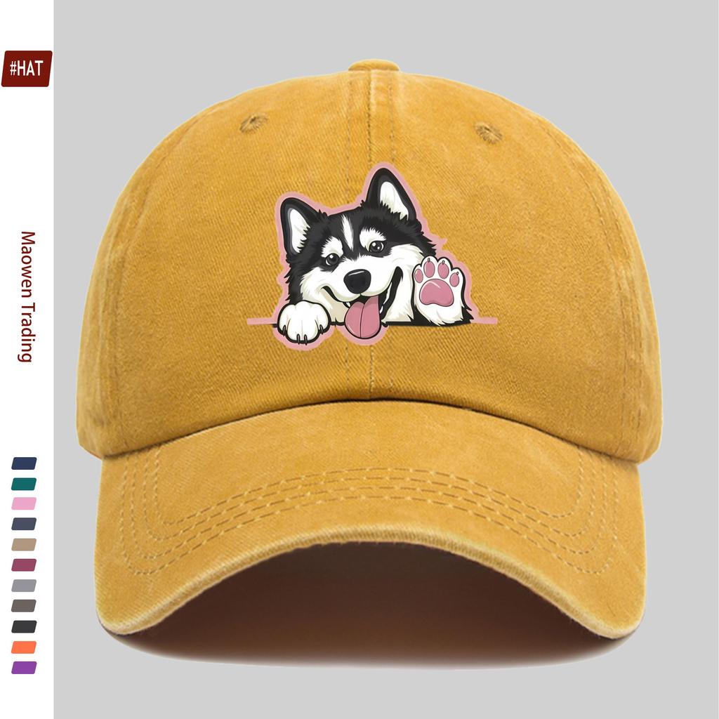 Pc Cute Husky Cartoon Printed Baseball Cap Casual Fashion Printed Trucker Sun Hat Comfortable Lightweight Papa Hat Dad Mom B