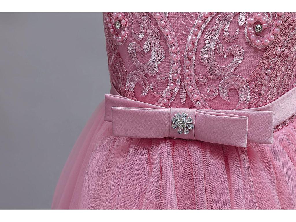 Children's Lace Trim Evening Dress - Princess Runway Model
