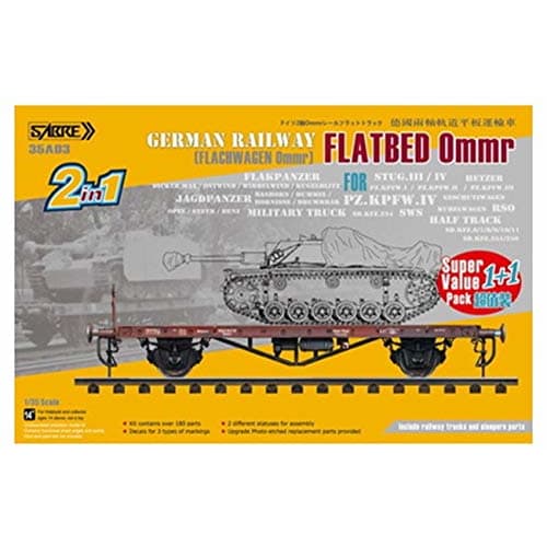 

Saber Models 1/35 Scale German Ommt (2-in-1) Flat Car Super Value Pack with Track (Upgraded Version) Plastic Model Kit 35A03-SVP