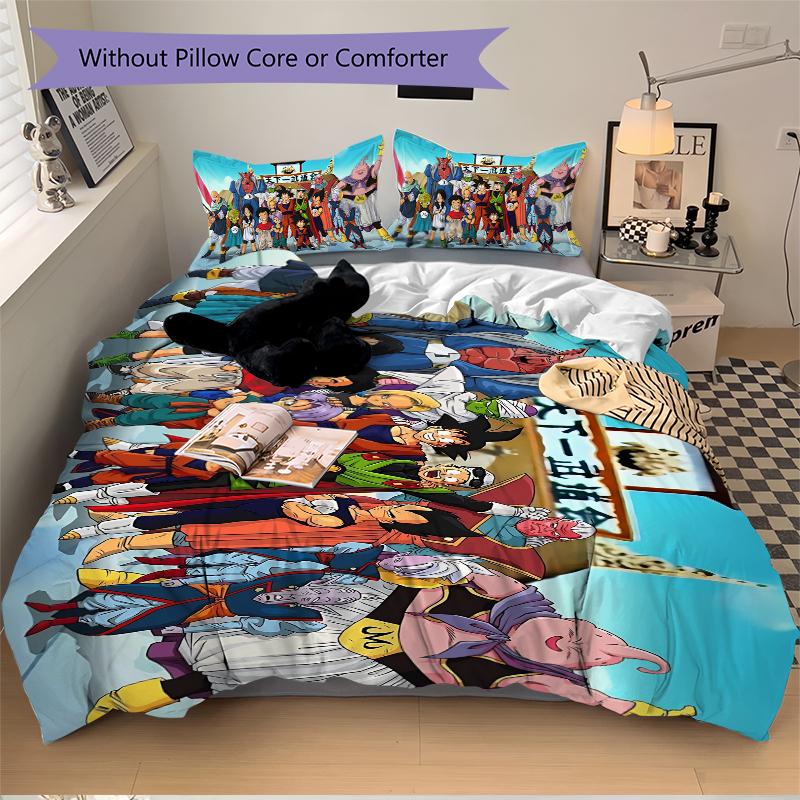 3Pcs Dragon Ball Heroes Ultimate Battle Bedding Set Soft Fabric Duvet Cover Pillowcases Home Christmas Xmas Halloween Gift 1 Duvet Cover 2 Pillowcase