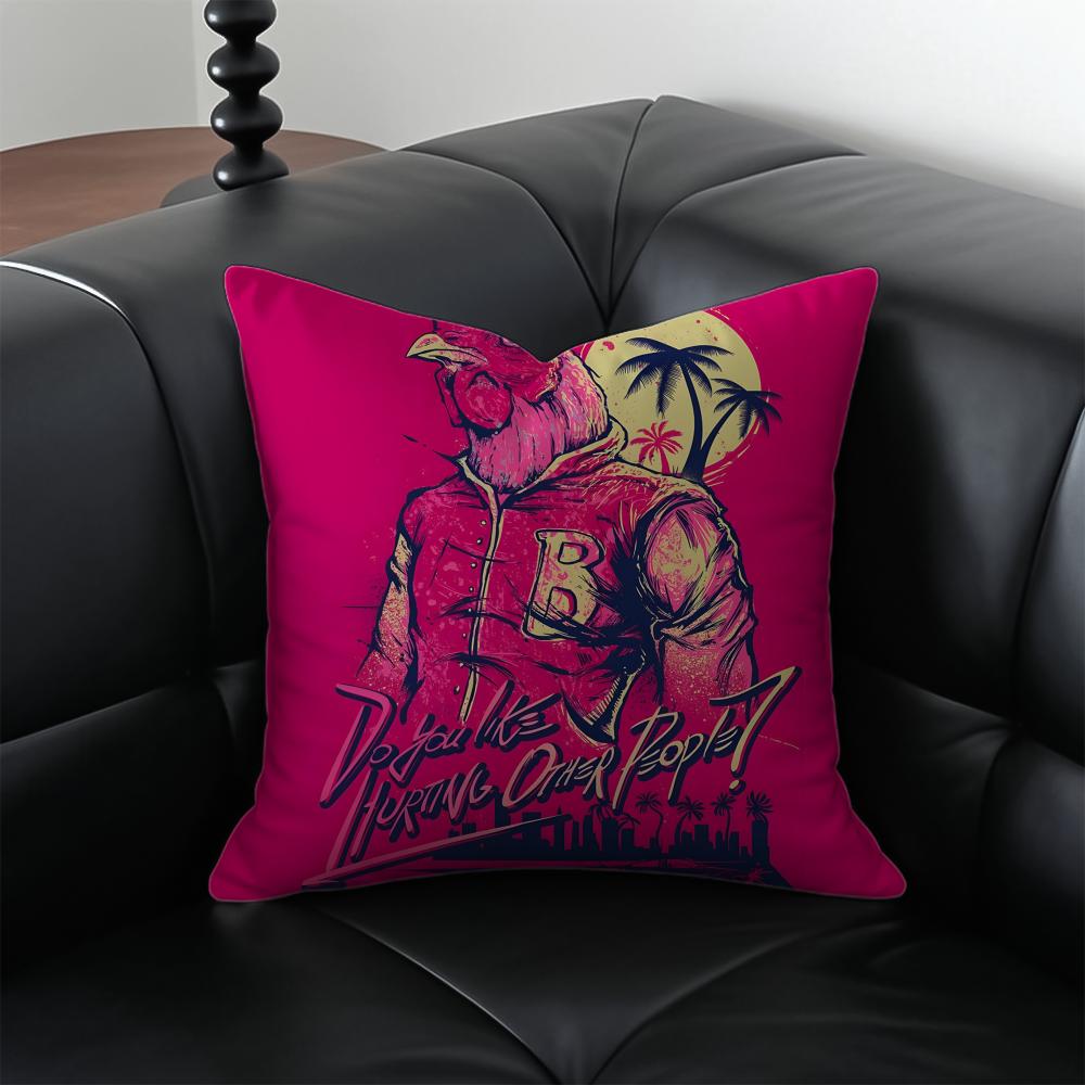 

Game HHotline Miami Cushion Cover Pillow Case Antidustmite Invisible zipper silky plush cushion 30X30cm