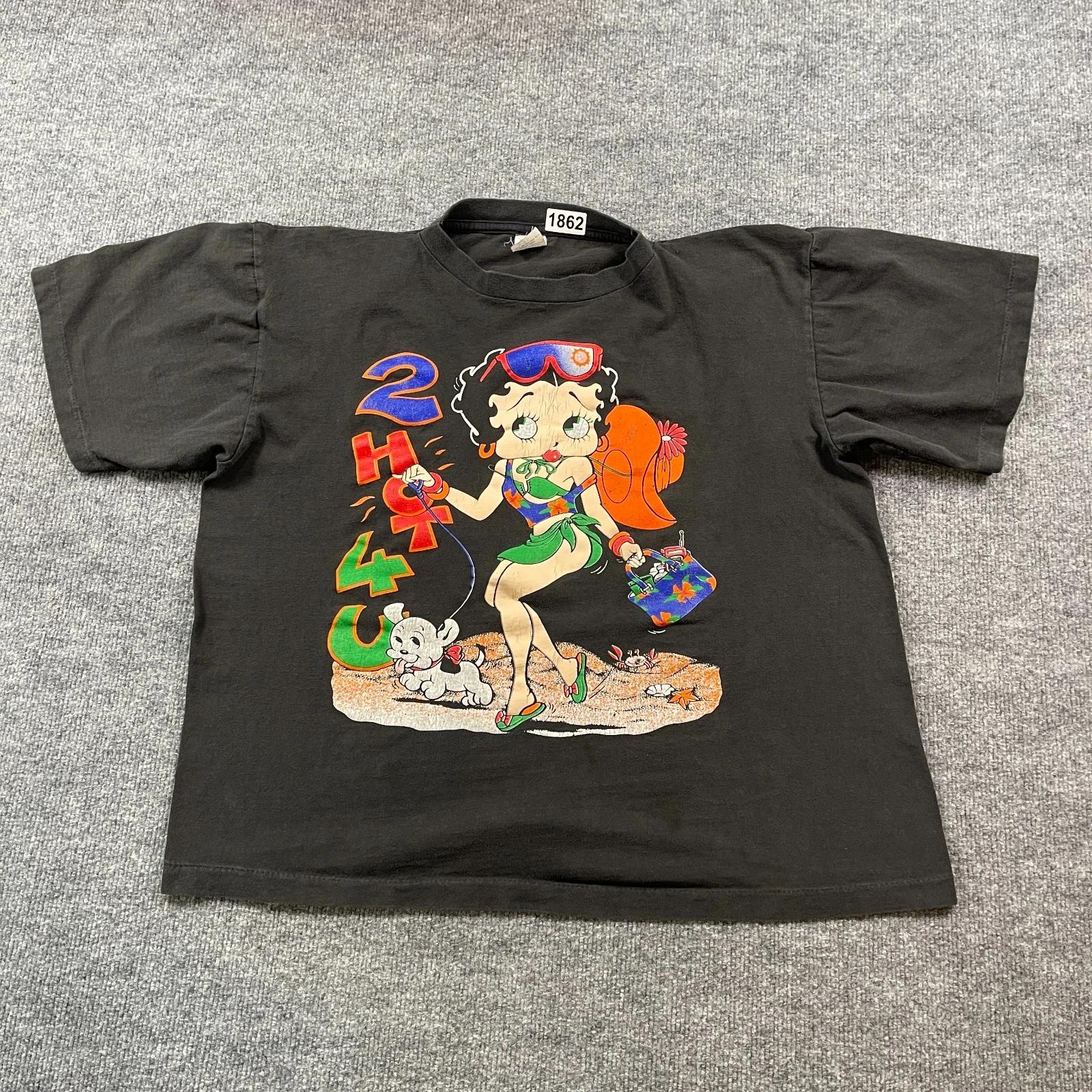 Винтажная футболка Betty Boop 90-х 2-Hot-4U Женская XL 24x24 Черная S