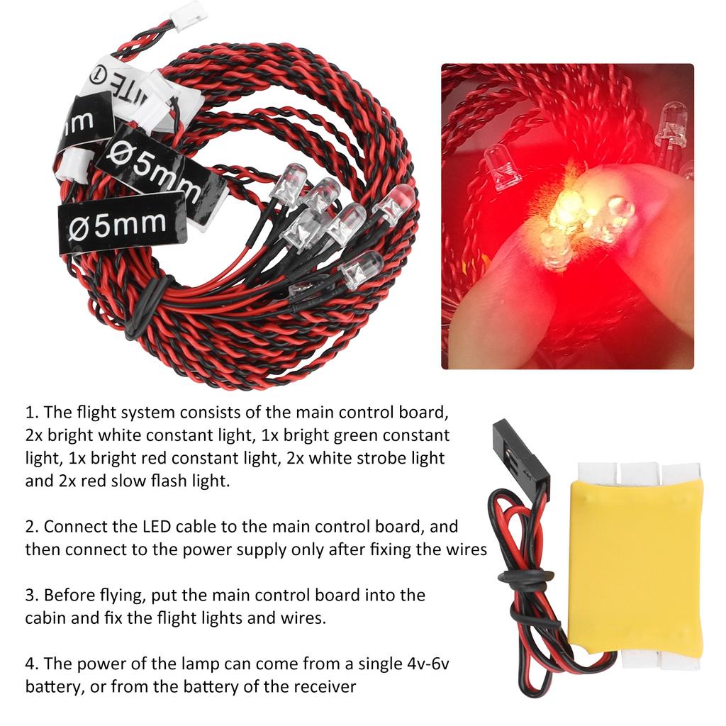 8pcs RC LED Flash Light Night Flight LED Lights Kit for RC Airplane Aircraft Plane