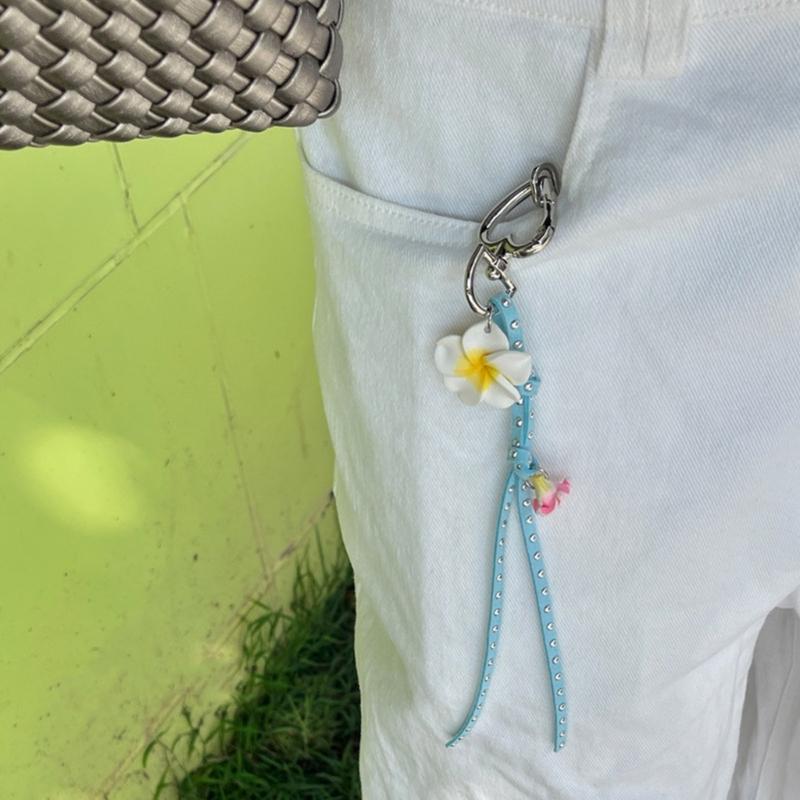 Creative Stud Flower Keychain Bag Charm Sturdy Alloy Soft Enamel Jewelry Accessory Gift for Women Men