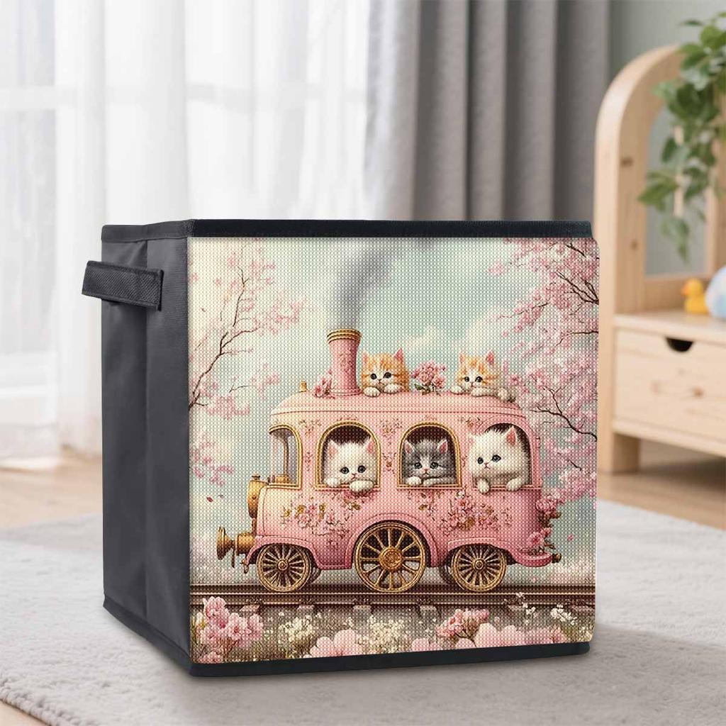 The Pink Little Train 5D Diamond Painting Storage Basket Full Round Drill Mosaic Diamond Embroidery Cross Stitch Kits Home Decor Home Decor