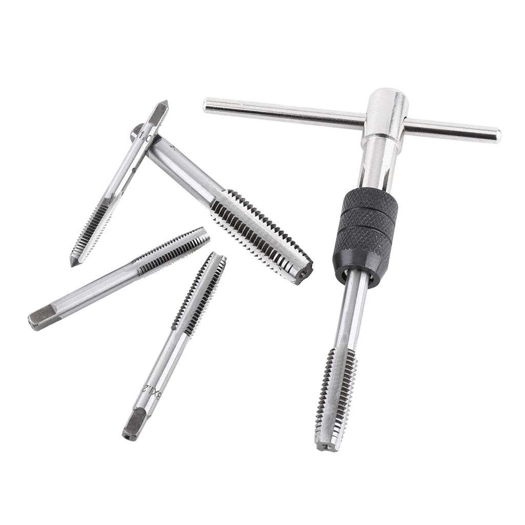 6pcs Set Screw Tap & T shaped Wrench Threading Tapping Hand Tool Kit