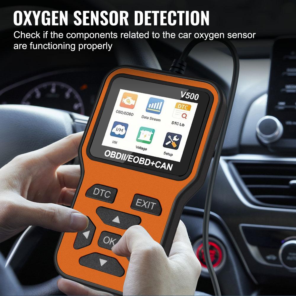 V500 Code Reader Read Vehicle Information Check Engine System Car OBD2 Diagnostic Tools OBD II Scanner Battery Tester Fault Code Clear Universal