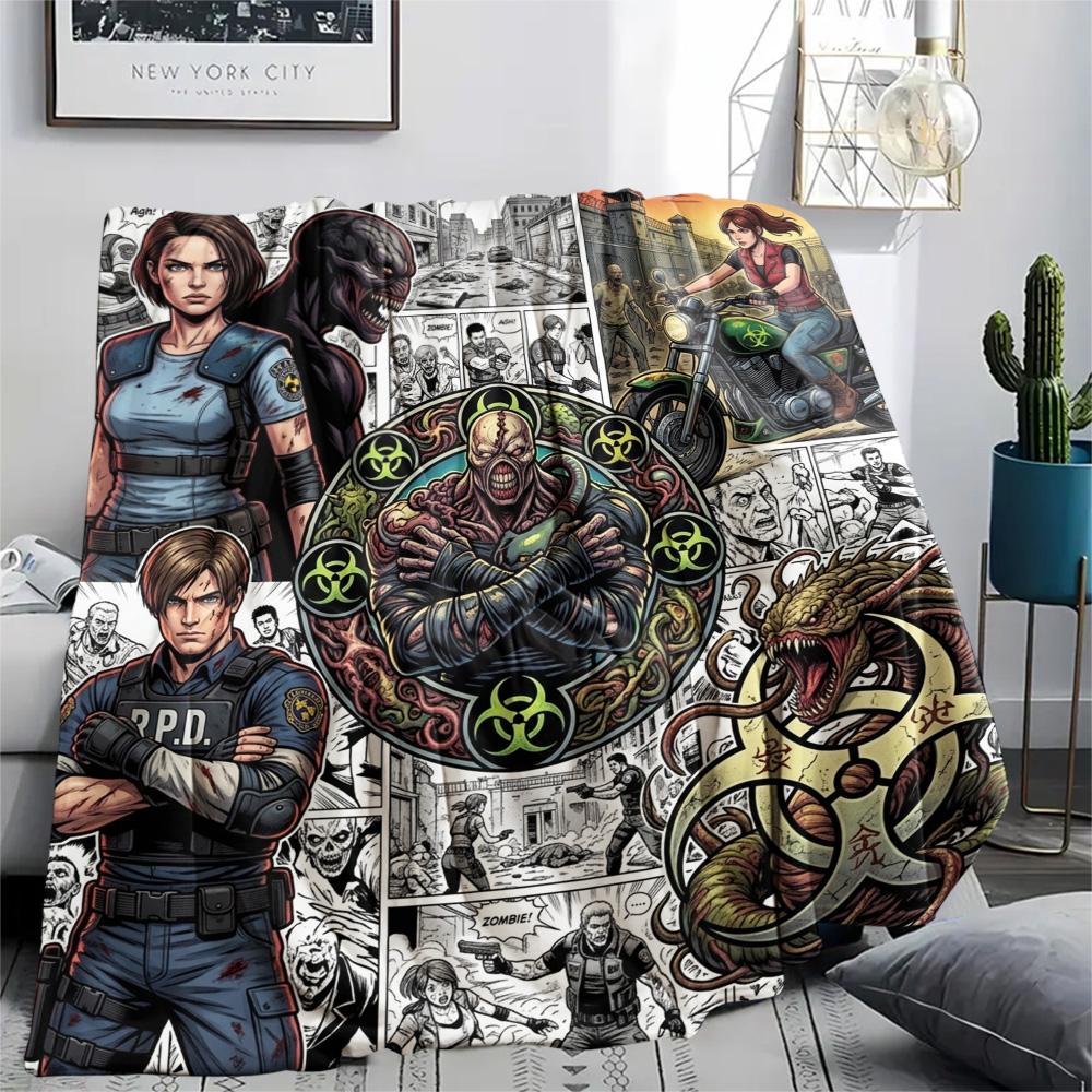 Resident Evil Print Flannel Blanket, Ultra Soft High Quality All Seasons Warm Throw, Home Decor Cozy Blanket, Perfect Christmas Gift