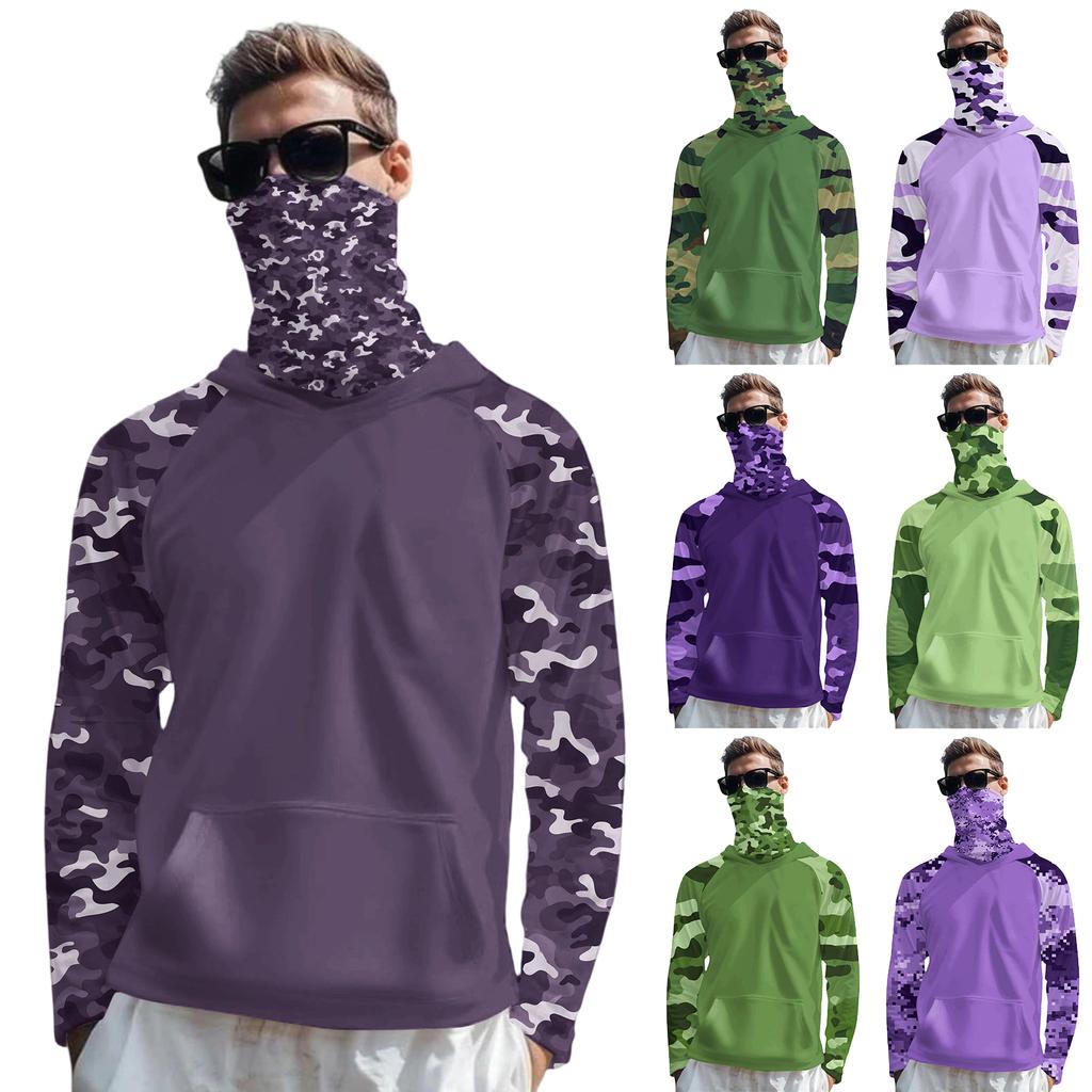 Lightweight Hooded Sun Protection Shirt Full Face Cover Long Sleeve Rash Guard Shirt for Outdoor Activities Breathable Quick Dry Fabric