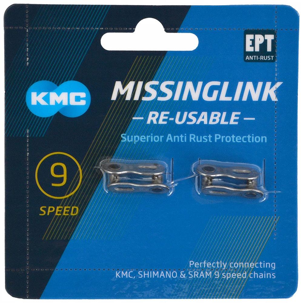 Spinka Łańcucha Kmc 9 Rzędowa Ept 2 Pary Missing Link Re-Usable Srebrne