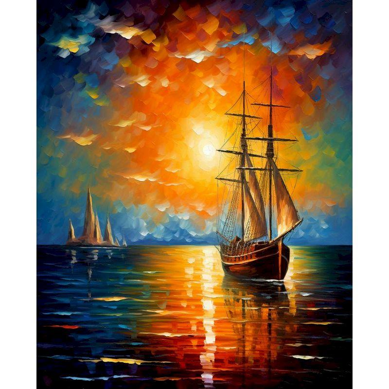 CHENISTORY Hand Painting Sailboat In Bedroom Living Room Landscape Painting By Numbers Kit DIY Artwork Canvas Home Decoration