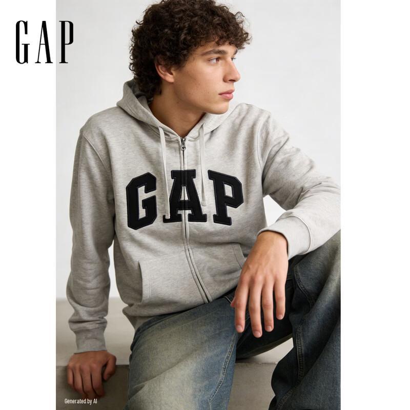Gap Unisex Letter Logo Zip Hoodie XS