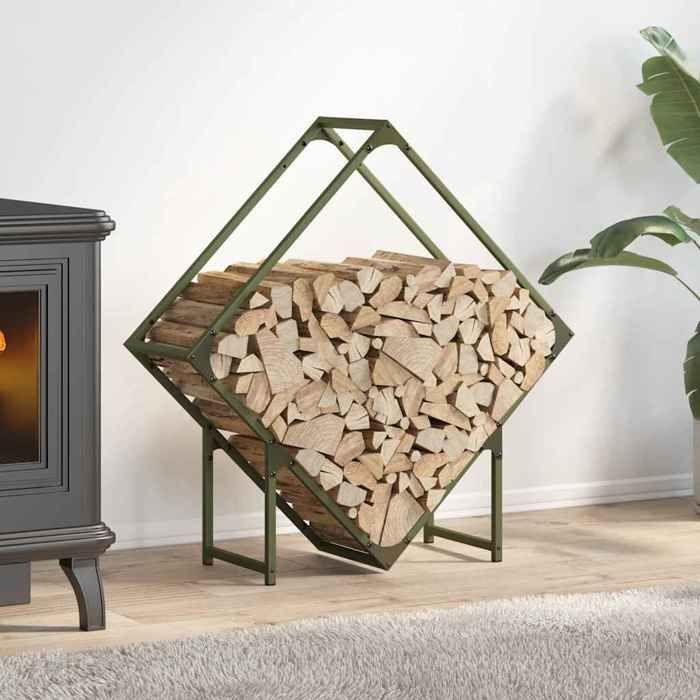 VidaXL Firewood Rack Olive Green 80x25x80 Cm, Fireplace Log Holder, Log Holder, Log Rack 864286